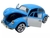 Miniatura Fusca Rodão Metal Die Cast Fricção 1/32 Azul/Branco