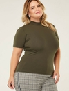 T-shirt Viscolycra com gola - Verde Militar - Plus Size