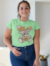 T-shirt Algodão estampada verde - Relax Urso - Plus Size