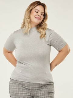 T-shirt Viscolycra com gola - Mescla - Plus Size - comprar online