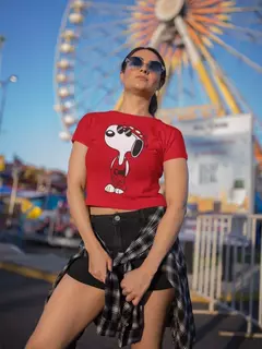 T-shirt Algodão estampada - Snoopy cropped