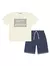 Conjunto Infantil Menino Camiseta E Bermuda Dvtt Brand Natural E Azul Jeans Escuro Divertto