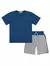 Conjunto Infantil Menino Camiseta E Bermuda Básico Azul E Mescla Divertto