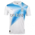 Camisa branca do Olympique de Marseille com detalhes em azul, comemorativa de 30 anos, modelo masculino da Puma.