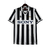 Camisa retrô masculina da Juventus, branca e preta, com listras verticais e logotipo da Sony.