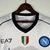 Camisa branca do Napoli II 2023/2024 para torcedores, com detalhes em preto e logotipos da marca EA7 e do time.