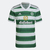 Camisa de torcedor masculina do Celtic, modelo 2022/2023, nas cores branca e verde, com listras horizontais e logo da Adidas.