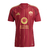 Camisa vermelha do time Roma I 2024/25, da Adidas, com detalhes em dourado e logotipo do clube.