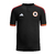 Camisa preta do time Roma III 2023/2024 para torcedores masculinos, com detalhes em laranja e logo da Adidas.