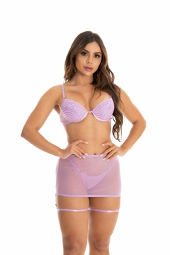 Conjunto Com Bojo E Saia Transparente Sensual - comprar online