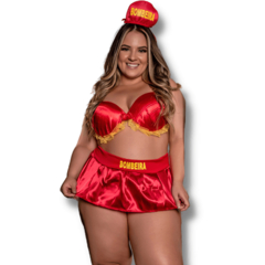 Fantasia Sexy Plus Size Com Bojo Bombeira Tô No Fogo