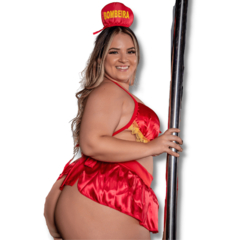 Fantasia Sexy Plus Size Com Bojo Bombeira Tô No Fogo - comprar online