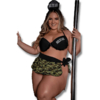 Fantasia Sexy Plus Size Com Bojo Militar Preta