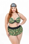 Fantasia Sexy Plus Size Com Bojo Militar Verde Claro