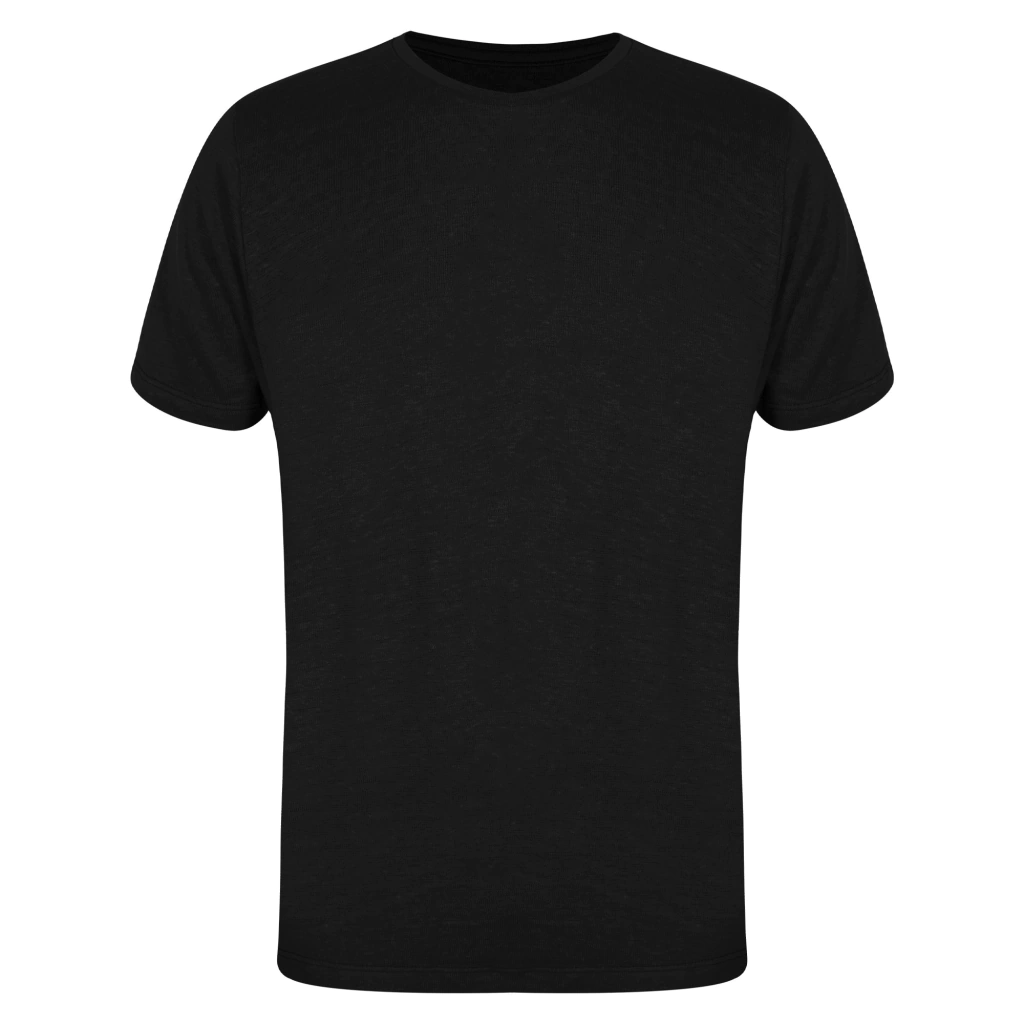 Camiseta Linho Masculina Gola Redonda Preto