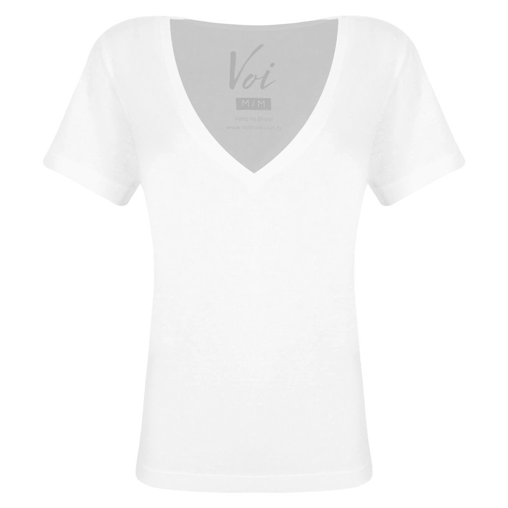 Camiseta Linho Feminina Gola V Off White