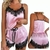 Pijama Conjunto Sexy Mujer Bretel Encaje Corset Rayado Victo