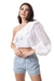 CROPPED UM OMBRO C BABADO BRANCO