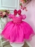 Vestido Infantil Rosa Princesa Aurora Barbie Aplique Flores - comprar online