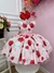 Vestido Infantil Rosa Flores Primavera Peito Strass Pérolas