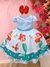 Vestido Infantil Princesa Sereia Ariel Azul Cinto Pérolas