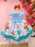 Vestido Infantil Princesa Sereia Ariel Azul Cinto Pérolas