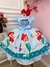 Vestido Infantil Princesa Sereia Ariel Azul Cinto Pérolas