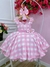 Vestido Infantil Barbie Rosa Xadrez Branco Com Laço - Mimo