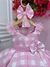 Vestido Infantil Barbie Rosa Xadrez Branco Com Laço - loja online