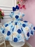 Vestido Infantil Azul Florido Rosas C/ Cinto de Pérolas