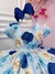 Vestido Infantil Azul Florido Rosas C/ Cinto de Pérolas - comprar online