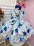 Vestido Infantil Azul Florido Rosas C/ Cinto de Pérolas na internet