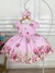 Vestido Infantil Rosa Florido Primavera Com Cinto de Pérolas