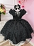 Vestido Infantil Wandinha Preto Saia C/ Brilho