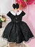 Vestido Infantil Wandinha Preto Saia C/ Brilho