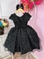 Vestido Infantil Wandinha Preto Saia C/ Brilho - comprar online