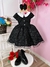 Vestido Infantil Wandinha Preto Saia C/ Brilho na internet