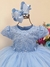 Vestido Infantil Azul C/ Renda Cinto Pérolas Strass Princesa - comprar online