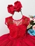 Vestido Infantil Vermelho Com Renda e Pérolas Damas Luxo