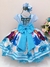 Vestido Infantil Frozen Elsa e Anna Azul Cinto Pérola