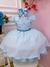 Vestido Infantil Azul Bebê Peito Nervuras Cinto de Pérolas - comprar online