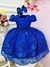 Vestido Infantil Azul Royal C/ Renda Realeza Cinto de Pérolas - Mimo