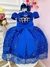 Vestido Infantil Azul Royal C/ Renda Realeza Cinto de Pérolas - loja online