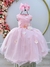 Vestido Infantil Rosa Luxo C/ Flores em Aplique e Renda na internet