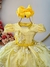 Vestido Infantil Amarelo Renda Realeza Cinto de Pérolas Damas - comprar online