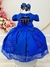 Vestido Infantil Azul Royal C/ Renda Realeza Cinto de Pérolas - comprar online