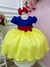 Vestido Infantil Princesa Branca de Neve C/ Strass e Broche