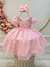 Vestido Infantil Rosa Bebê Tule Pipoquinha Luxo C/ Pérolas