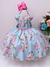 Vestido Infantil Azul Tiffany Florido Daminhas C/ Pérolas