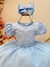 Vestido Infantil Azul Bebê Busto C/ Nervura Pérolas Daminhas - comprar online